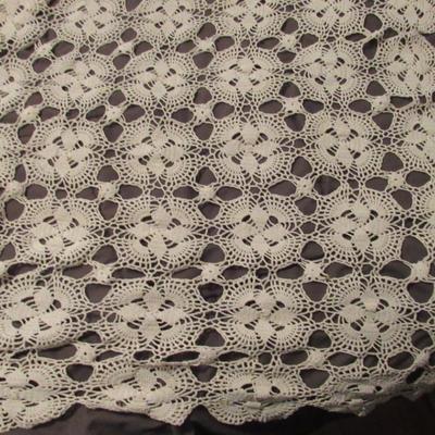 Vintage Crocheted Piece, Large Enough For Queen Size Bed Coverlet or Tablecloth About 78" x 88"