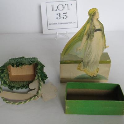 Vintage Lot of St. Patrick's Day Collectibles: Candy Box, Nut Cup, Rosen/Rosbro Cart