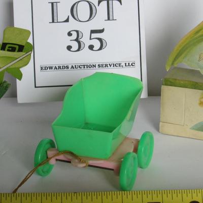 Vintage Lot of St. Patrick's Day Collectibles: Candy Box, Nut Cup, Rosen/Rosbro Cart