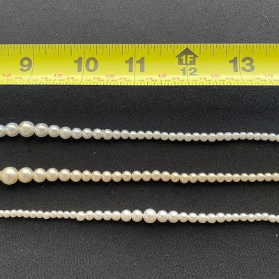 THREE FAUX PEARL NECKLACES AND EARRINGS