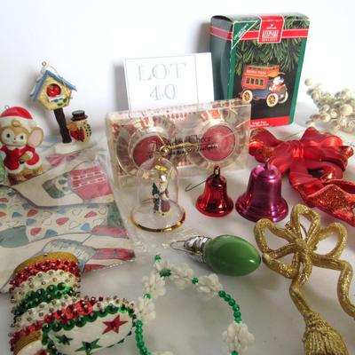Large Lot of Misc Christmas Ornaments and Decor, Some Mid Century