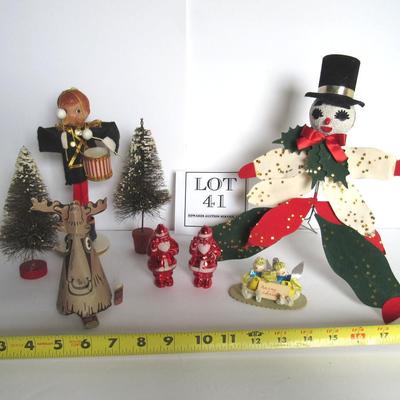 Lot of Unusual Vintage Christmas Decor, Paper Moose Surprise Ornament Never Opened