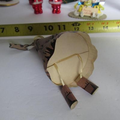 Lot of Unusual Vintage Christmas Decor, Paper Moose Surprise Ornament Never Opened