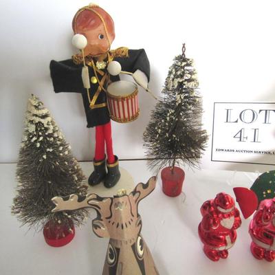 Lot of Unusual Vintage Christmas Decor, Paper Moose Surprise Ornament Never Opened