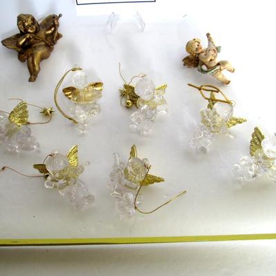 Lot of Older Plastic Angel Christmas Ornaments