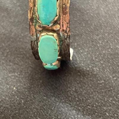 NATIVE AMERICAN STERLING SILVER AND TURQUOISE WATCH BAND