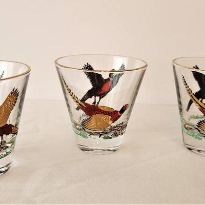 Lot #16  Set of 5 Mid Century Liqueur Glasses - Pheasants