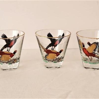Lot #16  Set of 5 Mid Century Liqueur Glasses - Pheasants