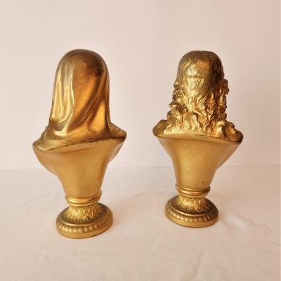 Lot #17  Pair of Vintage Metal Sacred Heart/Immaculate Heart Busts