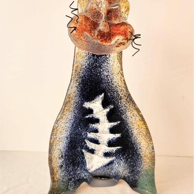 Lot #24 Studio Glass Sculpture - Kitty Swallowed Fishie