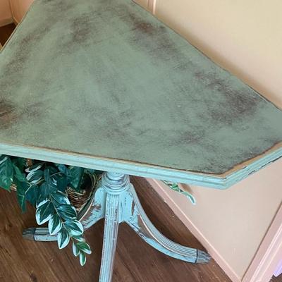 Table and Faux Plant
