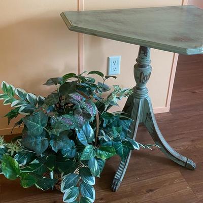 Table and Faux Plant