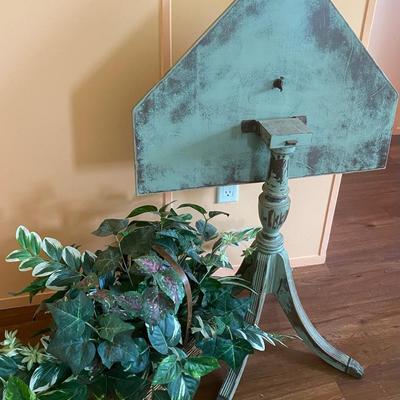 Table and Faux Plant