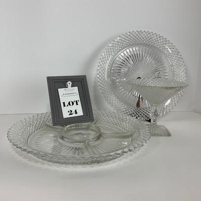 -24- GLASSWARE | Miss America Hocking Glass Co. | Tray, Plate, & Compote