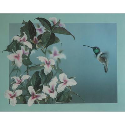 Hummingbird and Flowers Print by Paul J. Lopez