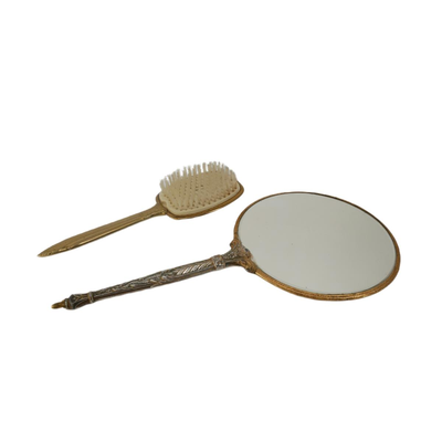 Large Vintage Mirror and Brush