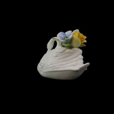 Vintage Swan with Flowers Figurine