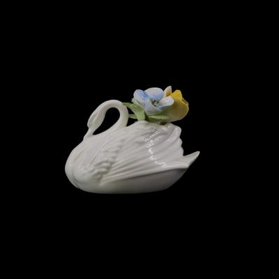 Vintage Swan with Flowers Figurine