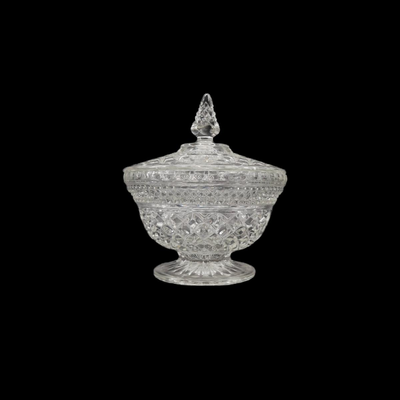 Vintage Glass Bowl with Lid and Glass Dishes