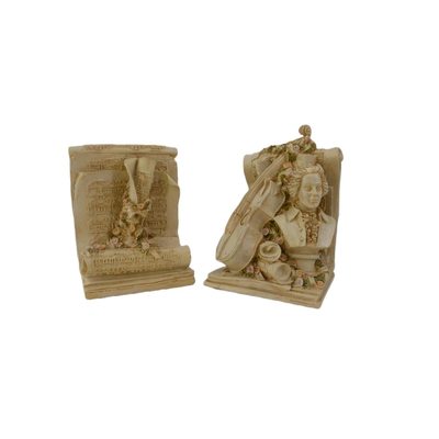 Vintage Baroque Style Mozart Bookends