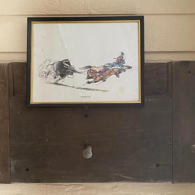 Cowboy Drawing and Rustic Hangers