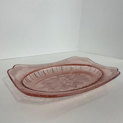 -29- URANIUM | Adam Jeanette Glass Co. | Pink Dish | Uranium Green Ashtray