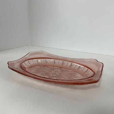 -29- URANIUM | Adam Jeanette Glass Co. | Pink Dish | Uranium Green Ashtray