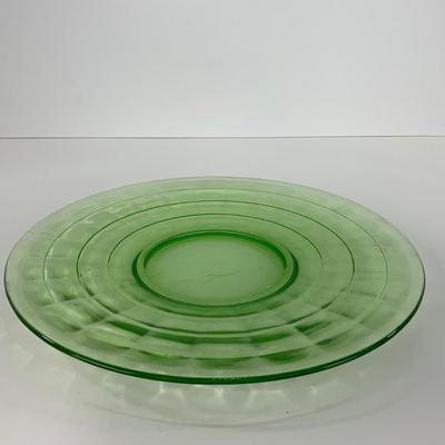 -33- URANIUM | Block Optic â€œBlockâ€ Hocking Glass Co. | Green Depression Plates