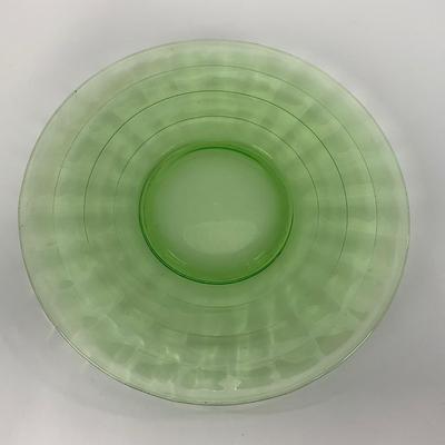 -33- URANIUM | Block Optic â€œBlockâ€ Hocking Glass Co. | Green Depression Plates