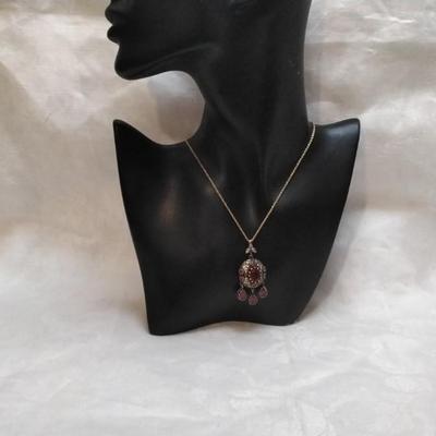 Antique Ruby and Diamond 20" Gold Vermeil Necklace