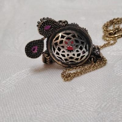 Antique Ruby and Diamond 20" Gold Vermeil Necklace