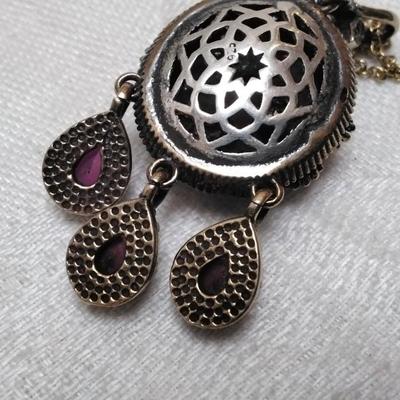 Antique Ruby and Diamond 20" Gold Vermeil Necklace