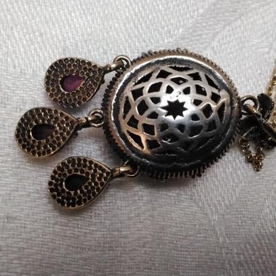 Antique Ruby and Diamond 20" Gold Vermeil Necklace