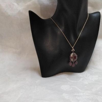 Antique Ruby and Diamond 20" Gold Vermeil Necklace