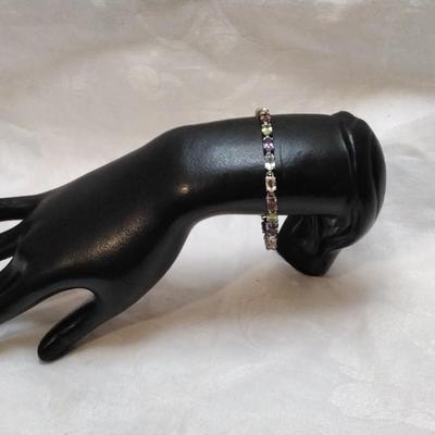 Vintage Ross Simons Garnets, Citrines, Peridot, Aquamarine, Amethyst 925 7" Bracelet