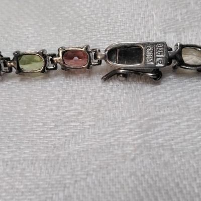 Vintage Ross Simons Garnets, Citrines, Peridot, Aquamarine, Amethyst 925 7" Bracelet