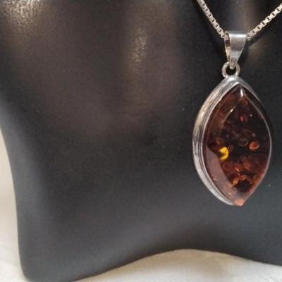 Natural Baltic Amber 18" 925 Necklace