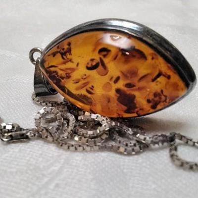 Natural Baltic Amber 18" 925 Necklace