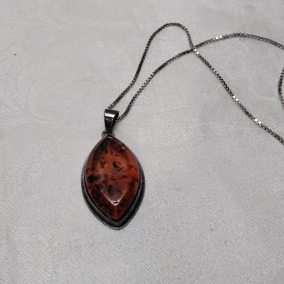 Natural Baltic Amber 18" 925 Necklace