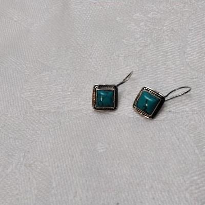 Vintage Turquoise 925 Drop Earrings