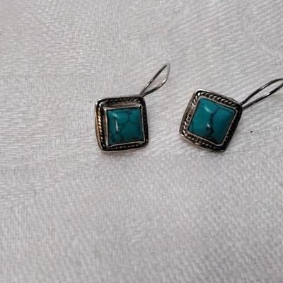 Vintage Turquoise 925 Drop Earrings