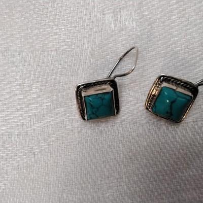 Vintage Turquoise 925 Drop Earrings