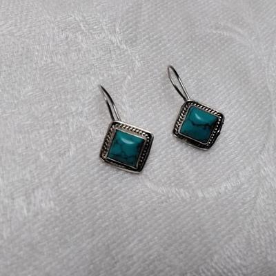 Vintage Turquoise 925 Drop Earrings