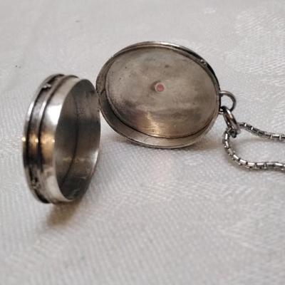 Antique Garnet 925 Pill Box 17" Necklace