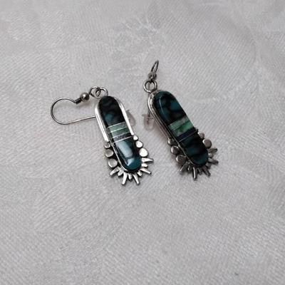 Handmade Turquoise, Green Turquoise and Lapis Lazuli 925 Earrings