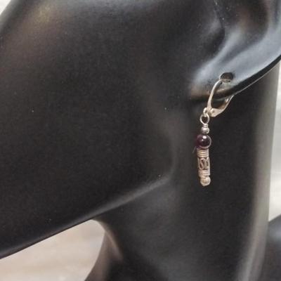 Unique Vintage Garnet 925 Earrings