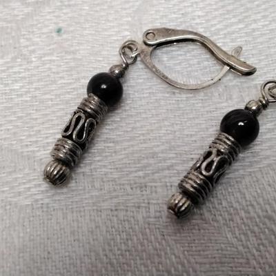 Unique Vintage Garnet 925 Earrings