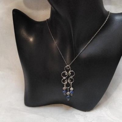Extremely Unique Vintage Lapis Lazuli 925 16" Necklace