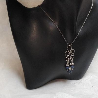 Extremely Unique Vintage Lapis Lazuli 925 16" Necklace