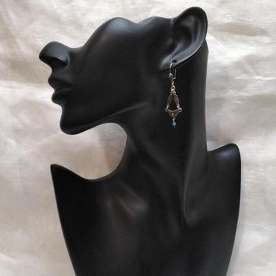 Vintage Turquoise and Marcasite 925 Earrings
